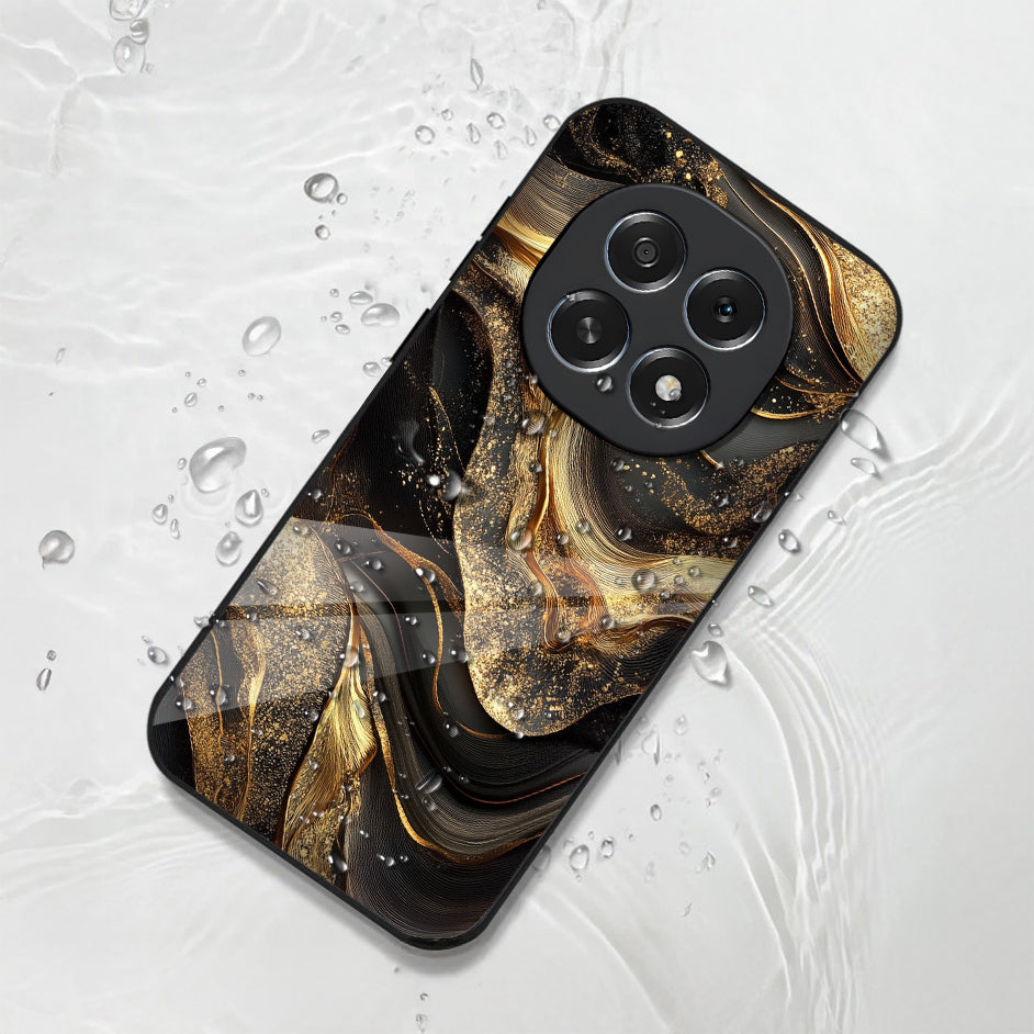 Oppo F29 Pro 5G Premium Acrylic Shockproof Glass Back Case (Golden Lava Marble)