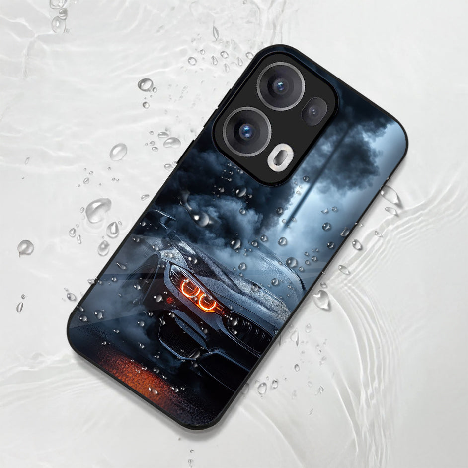 Oppo Reno13 5G Premium Acrylic Shockproof Glass Back Case (Fire Track Fury)