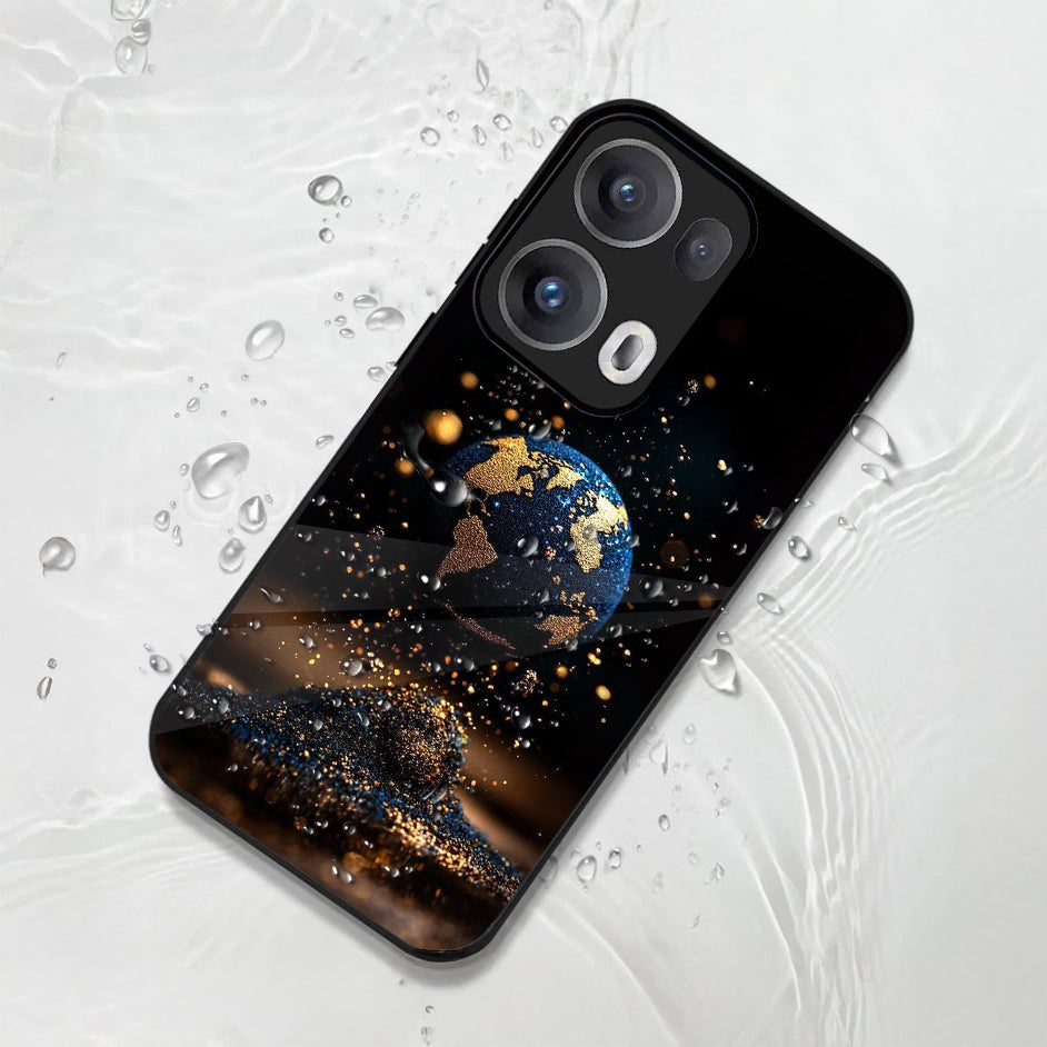 Oppo Reno13 5G Premium Acrylic Shockproof Glass Back Case (Galaxy of Gold)