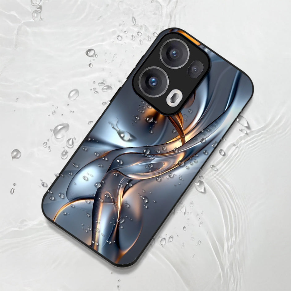 Oppo Reno13 5G Premium Acrylic Shockproof Glass Back Case (Liquid Chrome)