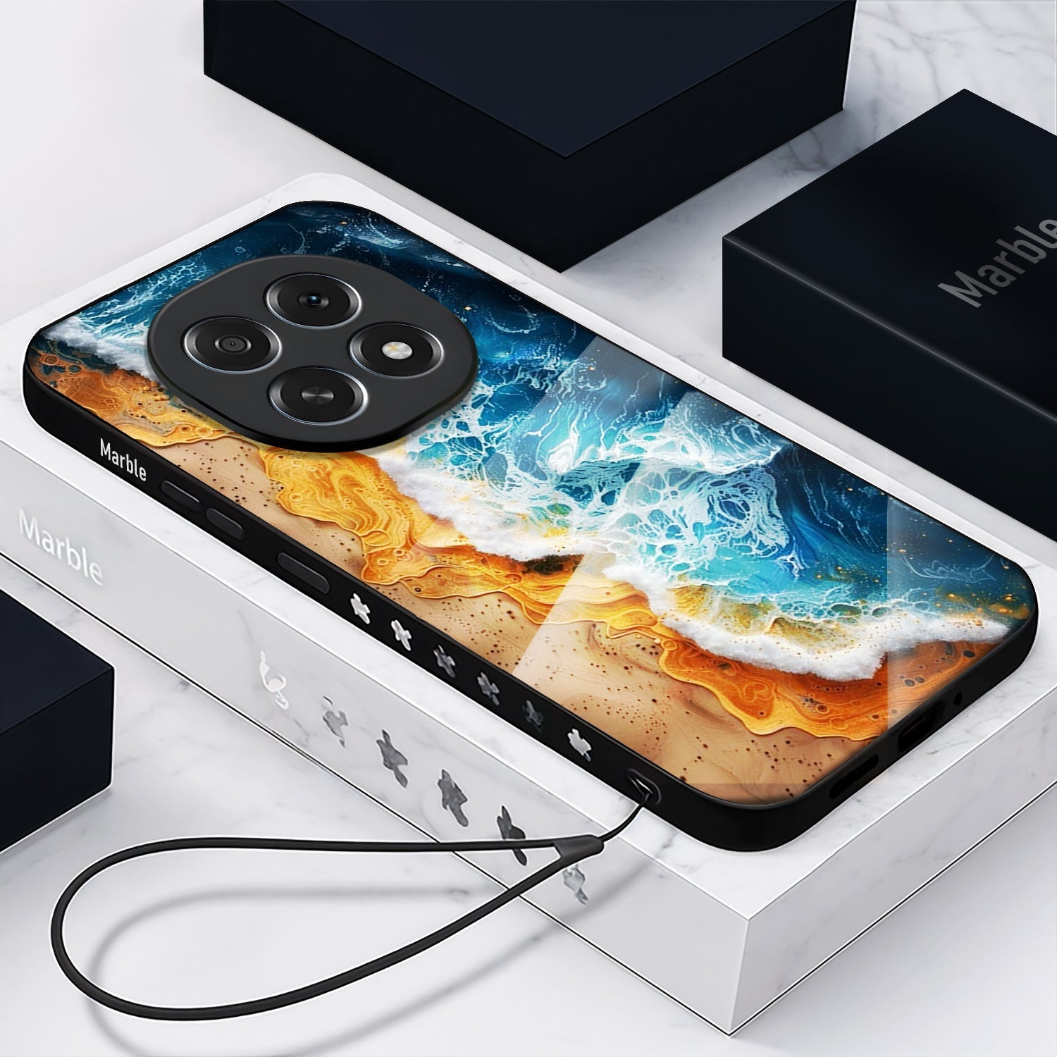 Oppo F29 Pro 5G Premium Acrylic Shockproof Glass Back Case (Aqua Wave)