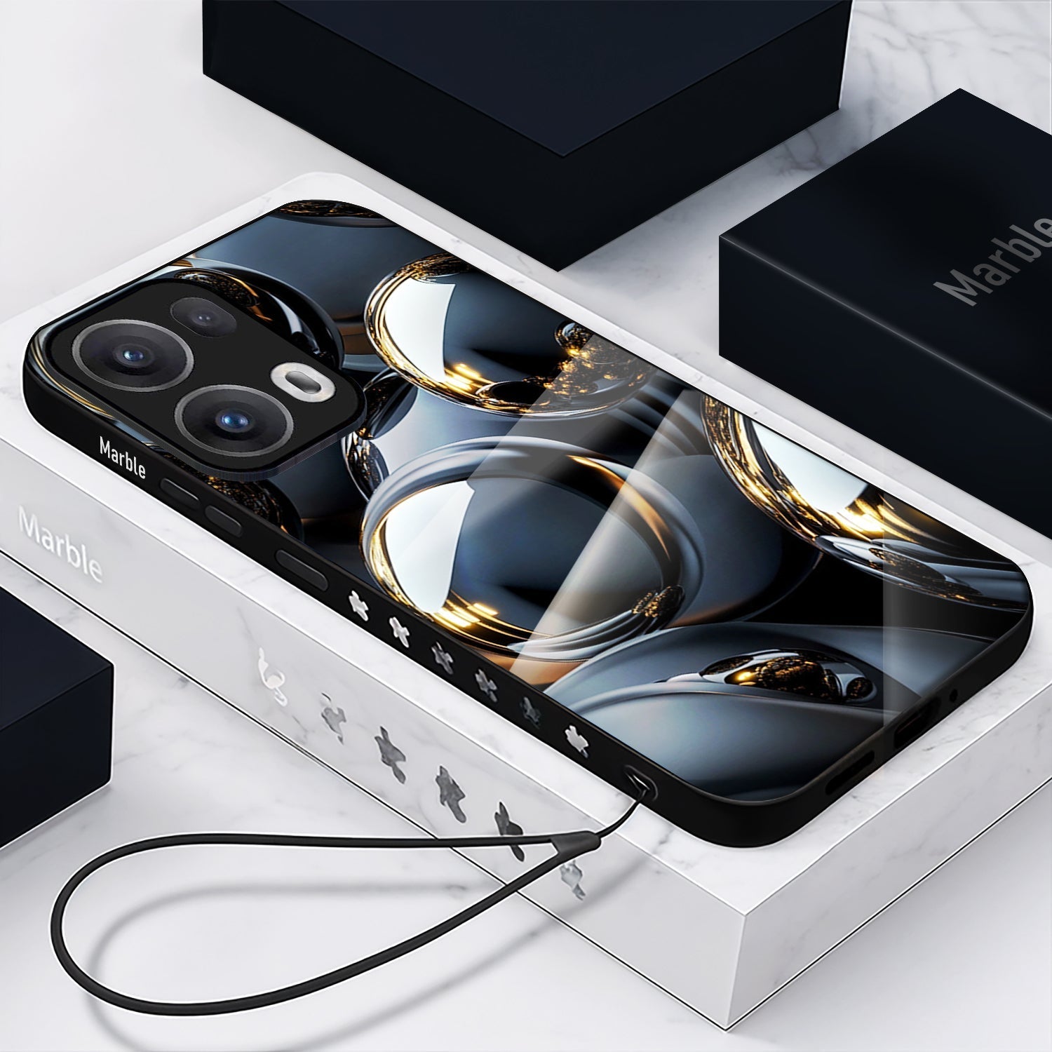 Oppo Reno13 5G Premium Acrylic Shockproof Glass Back Case (Orbital Elegance)