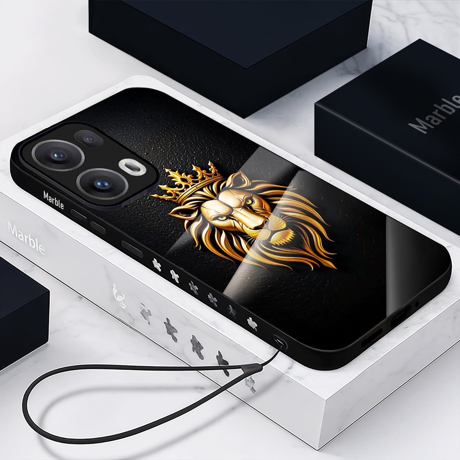 Oppo Reno13 5G Premium Acrylic Shockproof Glass Back Case (Lion King)