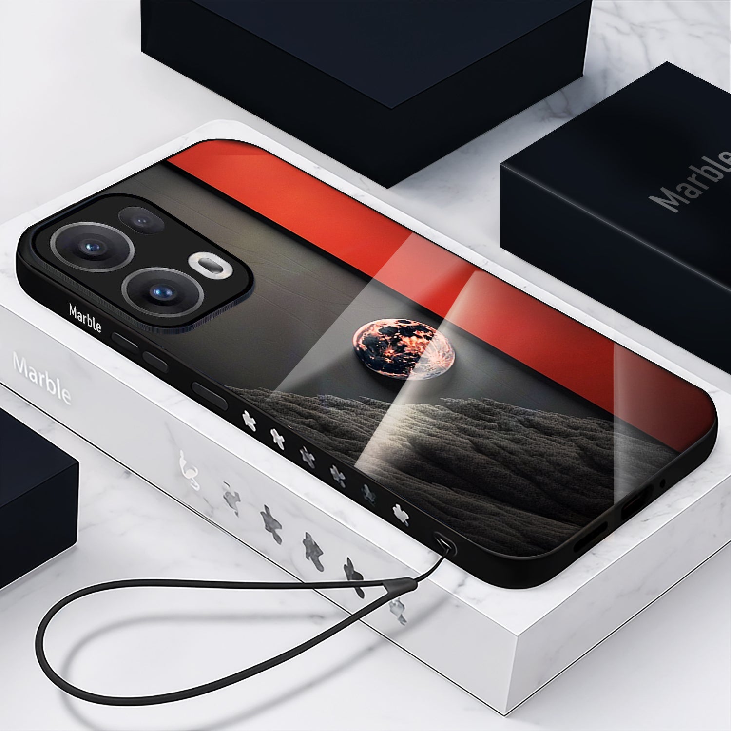 Oppo Reno13 5G Premium Acrylic Shockproof Glass Back Case (Volcanic Night)