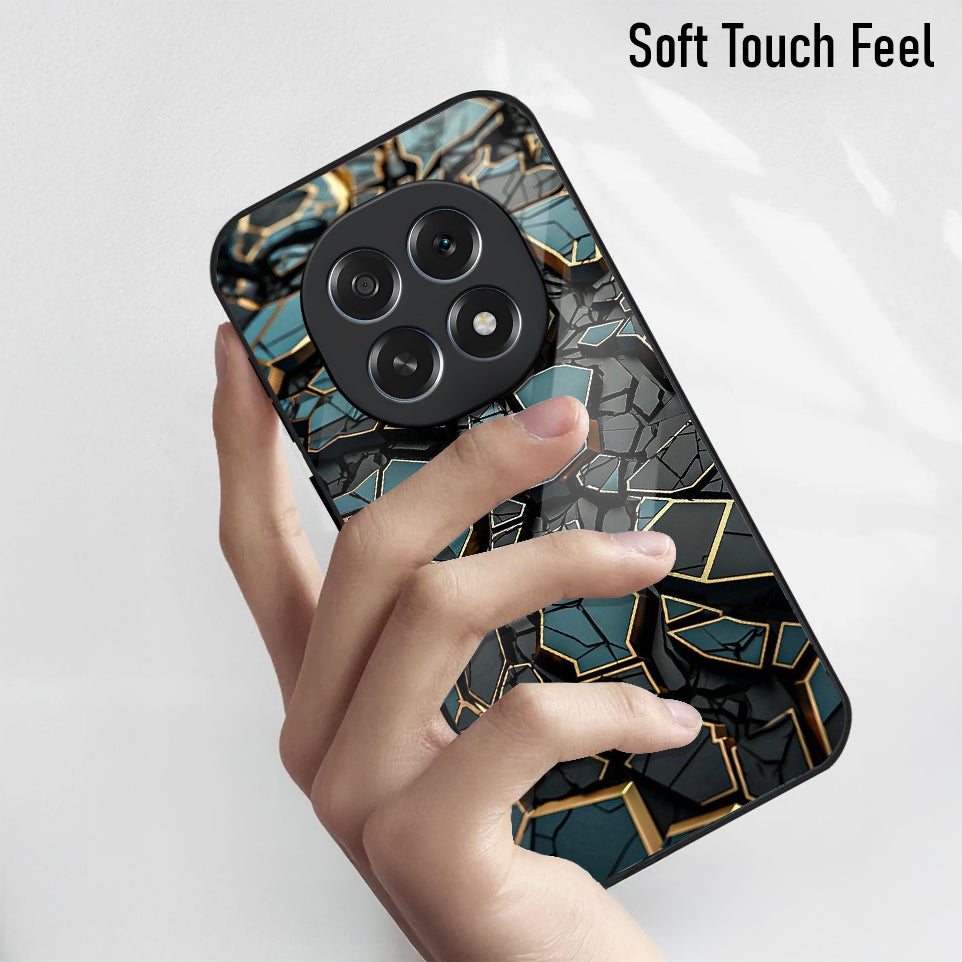 Oppo F29 Pro 5G Premium Acrylic Shockproof Glass Back Case (Gold Grid)