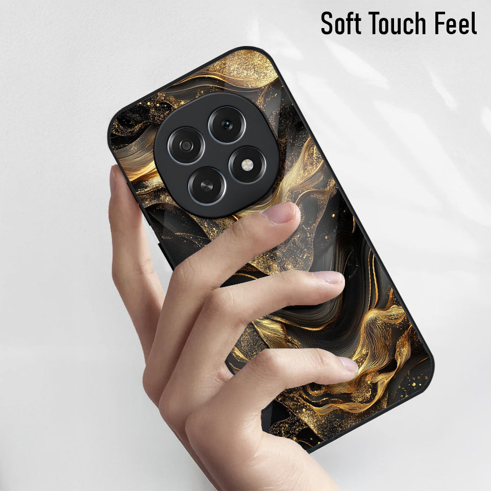 Oppo F29 Pro 5G Premium Acrylic Shockproof Glass Back Case (Golden Lava Marble)