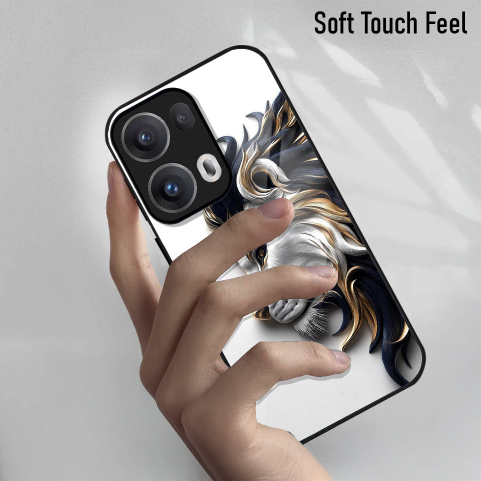 Oppo Reno13 5G Premium Acrylic Shockproof Glass Back Case (White King)