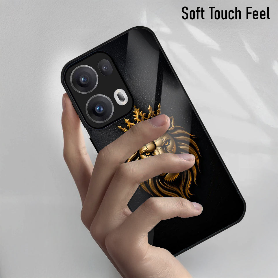 Oppo Reno13 5G Premium Acrylic Shockproof Glass Back Case (Lion King)