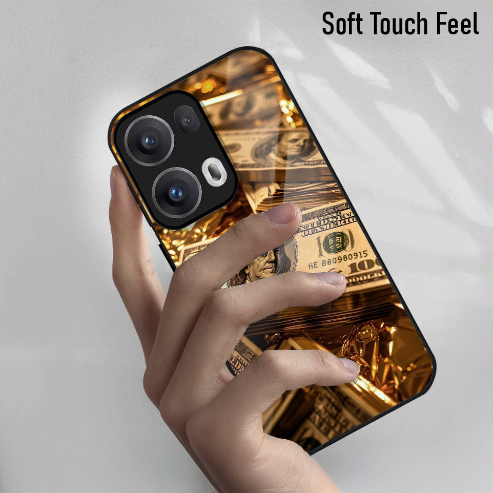 Oppo Reno13 5G Premium Acrylic Shockproof Glass Back Case (Money Glare)