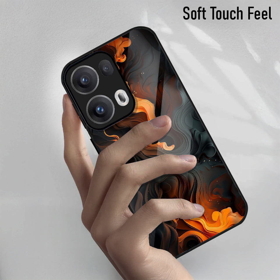 Oppo Reno13 5G Premium Acrylic Shockproof Glass Back Case (Firestorm Art)