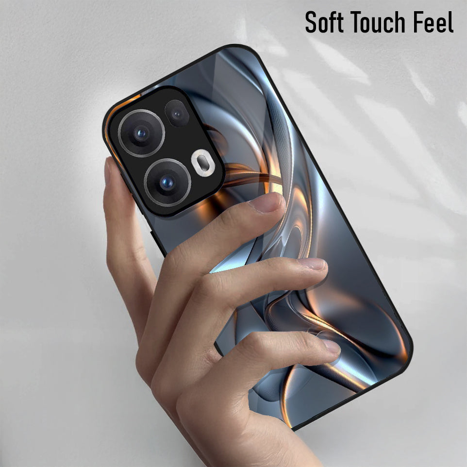 Oppo Reno13 5G Premium Acrylic Shockproof Glass Back Case (Liquid Chrome)