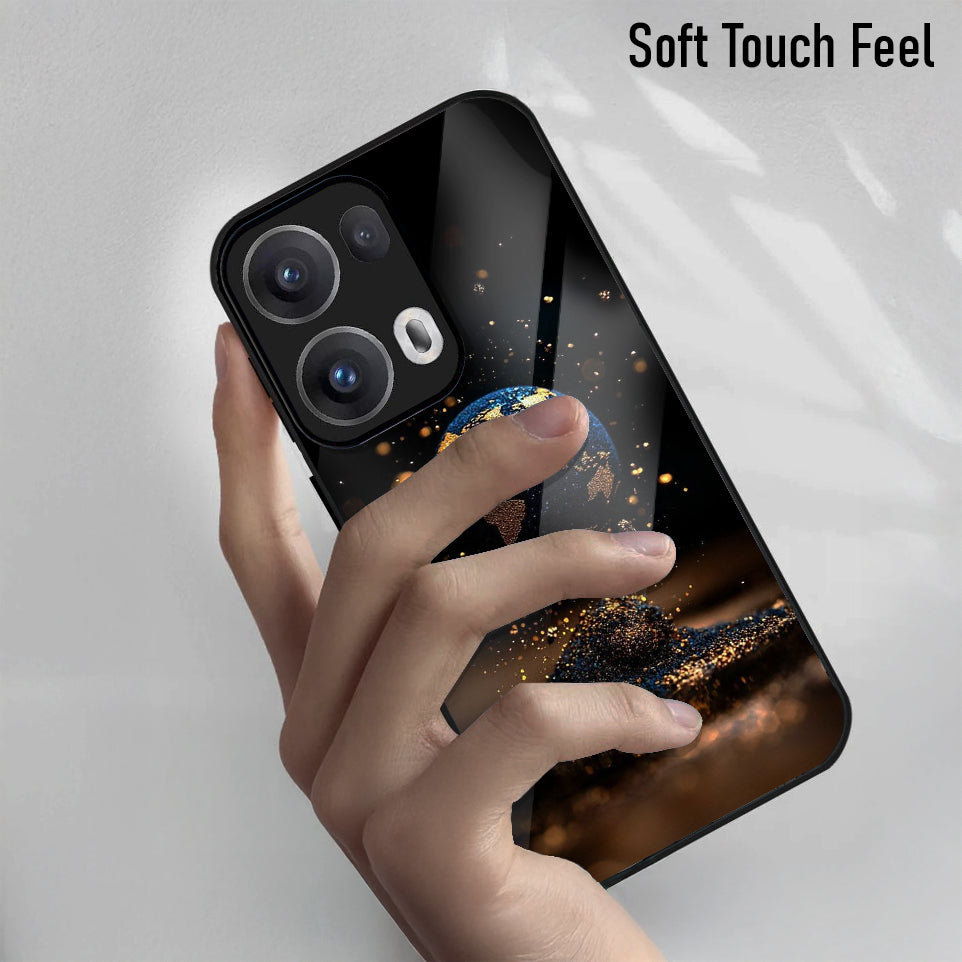 Oppo Reno13 5G Premium Acrylic Shockproof Glass Back Case (Galaxy of Gold)