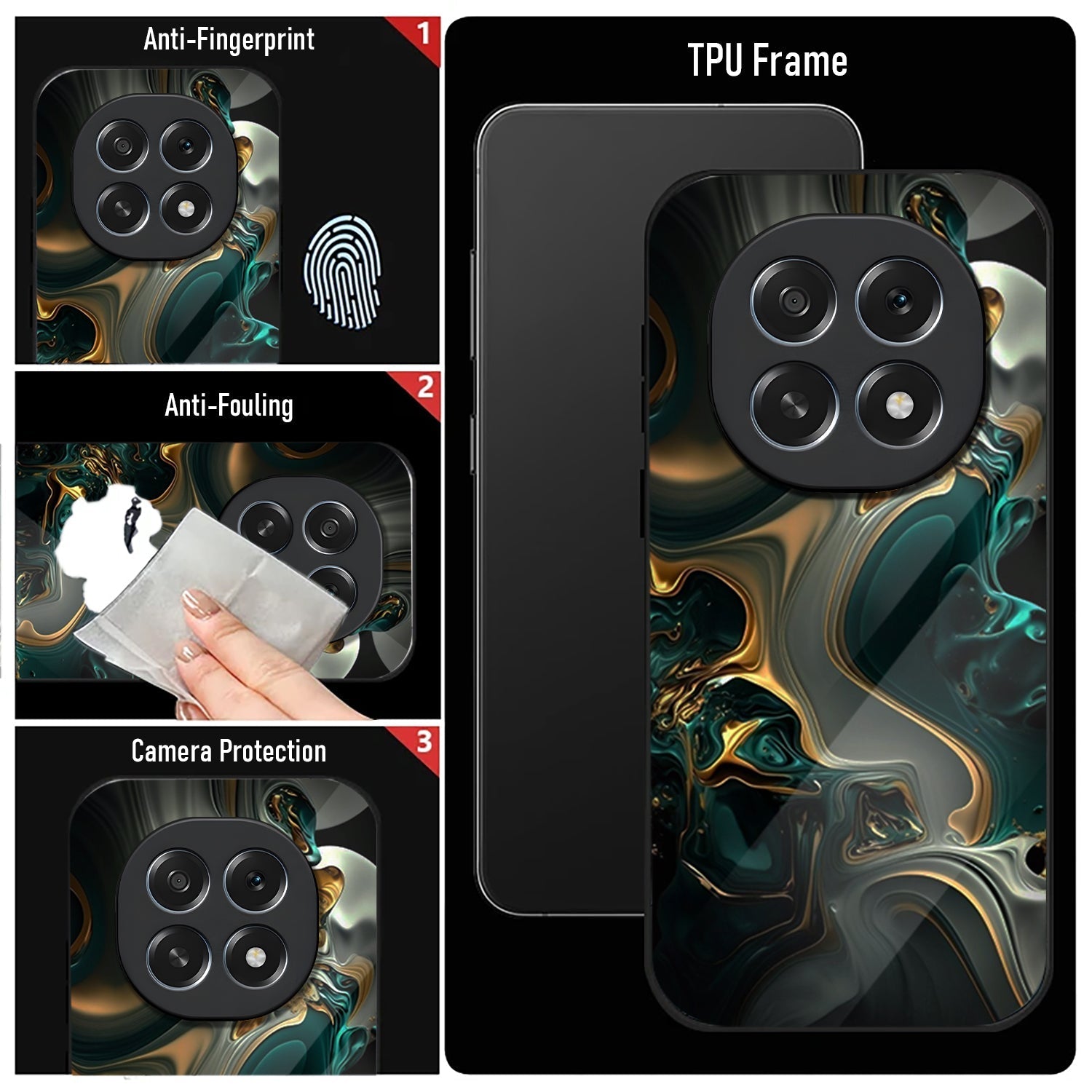 Oppo F29 Pro 5G Premium Acrylic Shockproof Glass Back Case (Forest Marble)
