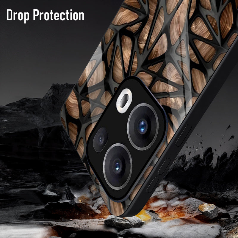 Oppo Reno13 5G Premium Acrylic Shockproof Glass Back Case (Marble Wood Texture)