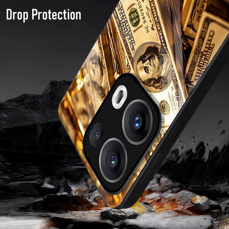 Oppo Reno13 5G Premium Acrylic Shockproof Glass Back Case (Money Glare)